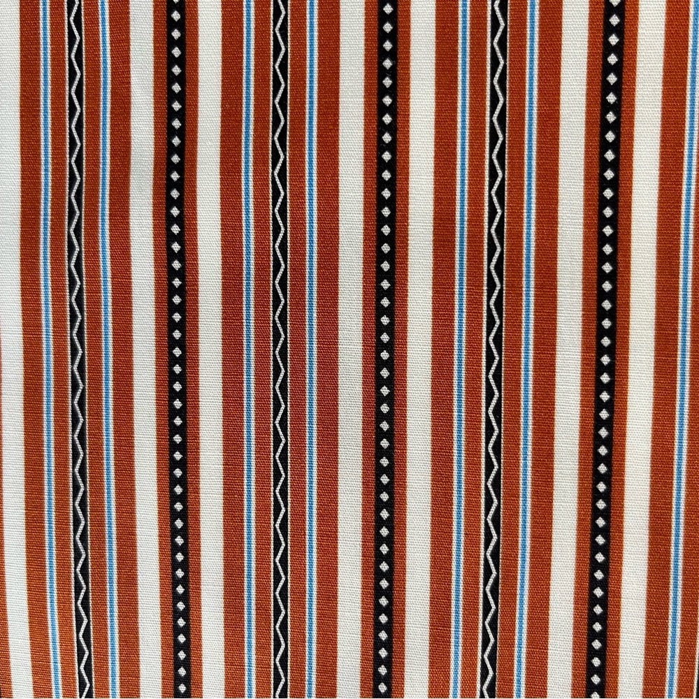 Vintage 3 Yards Condotti Cotton Fabric Stripe Navy Red White Italy 42" x 113"